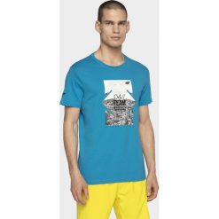 T-shirt męski TSM013 - niebieski. Koszulki męskie 4f. W wyprzedaży za 49,99 zł.