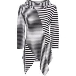 Shirt bonprix czarno-biały w paski. Czarne koszulki damskie bonprix, w paski, z asymetrycznym kołnierzem, bez rękawów. Za 59,99 zł.