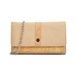 Kopertówki damskie: Skórzana kopertówka w kolorze beżowym – (S)12 x (W)20 x (G)35 cm