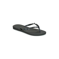 Japonki Havaianas SLIM HARDWARE. Czarne klapki damskie Havaianas, bez wzorów, bez obcasa. W wyprzedaży za 111,20 zł.