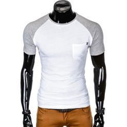 T-SHIRT MĘSKI BEZ NADRUKU S1015 - BIAŁY/SZARY. Białe t-shirty męskie z nadrukiem Ombre Clothing, m. Za 35,00 zł.