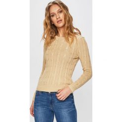 Polo Ralph Lauren - Sweter. Brązowe swetry damskie Polo Ralph Lauren, s, bez wzorów, z bawełny, z krótkim rękawem, krótkie, bez kaptura. Za 599,90 zł.