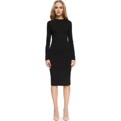 Sukienki: Czarna Elegancka Dopasowana Sukienka za Kolano