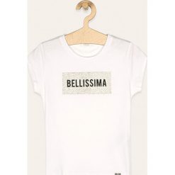 Liu Jo - T-shirt dziecięcy 128-170 cm. Białe bluzki dziewczęce Liu Jo, z aplikacjami, z bawełny, z okrągłym kołnierzem, z krótkim rękawem, krótkie, bez kaptura. Za 249,90 zł.