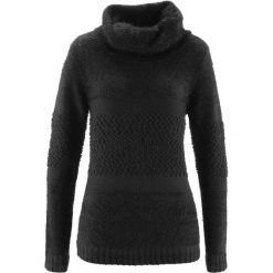 Sweter z golfem bonprix czarny. Czarne swetry damskie marki bonprix, bez wzorów, z dzianiny, bez rękawów. Za 44,99 zł.