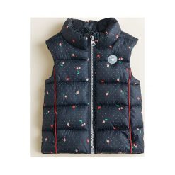 Mango Kids - Bezrękawnik dziecięcy Vestg 74-98 cm. Niebieskie kurtki dziewczęce Mango Kids, bez wzorów, z bawełny, bez kaptura. Za 79,90 zł.