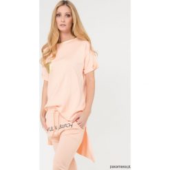T-shirt łososiowy YY500089_RAL2012-1021. Różowe t-shirty damskie Pakamera, bez wzorów, z jeansu, bez kołnierzyka. Za 196,00 zł.