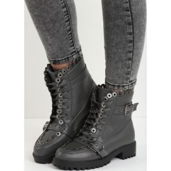 Ciemnoszare Botki Stylish. Czarne buty zimowe damskie Born2be, na niskim obcasie. Za 89,99 zł.
