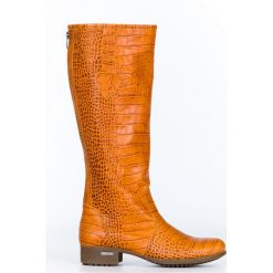 Kozaki - skóra naturalna - model 160 - kolor brąz przypalany. Szare kozaki damskie Zapato, na co dzień, na zimę, z jeansu, eleganckie, przed kolano, na niskim obcasie, na płaskiej podeszwie, bez zapięcia. W wyprzedaży za 349,30 zł.