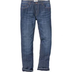 Dżinsy ocieplane ze stretchem Regular Fit Straight bonprix ciemnoniebieski. Niebieskie jeansy męskie bonprix, m, bez wzorów, z jeansu, klasyczne. Za 149,99 zł.