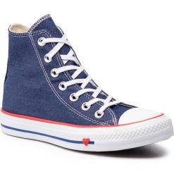 Trampki CONVERSE - Ctas Hi 163303C Indigo/Enamel Red/Blue. Niebieskie półbuty damskie Converse, na co dzień, bez wzorów, z gumy, bez obcasa, na płaskiej podeszwie, bez zapięcia. W wyprzedaży za 229,00 zł.
