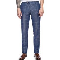 Spodnie LEONARDO SMGS000253. Niebieskie spodnie męskie Giacomo Conti, na lato, m, bez wzorów, z poliesteru, eleganckie. Za 299,00 zł.