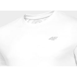 T-shirt męski TSM002 - biały. Białe koszulki męskie 4f, m, bez wzorów, bez kołnierzyka, bez rękawów. Za 39,99 zł.
