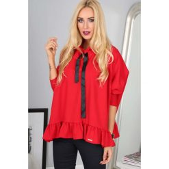 Czerwona Bluza Oversize 0004. Czerwone bluzy damskie marki Fasardi. Za 79,00 zł.