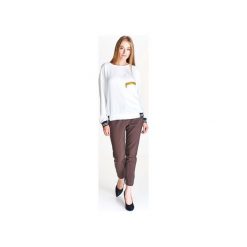 Bluzka oversize ze ściągaczami i złotym zamkiem. Brązowe bluzki damskie marki Bird, s, bez wzorów, bez kołnierzyka, bez rękawów. Za 173,00 zł.