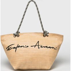 Emporio Armani - Torebka. Brązowe torebki klasyczne damskie Emporio Armani, bez wzorów, z materiału, casualowe, na ramię, duże, bez dodatków. W wyprzedaży za 339,90 zł.
