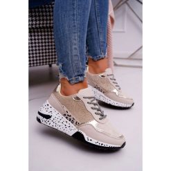 Sportowe Damskie Buty Gruba Podeszwa Beżowe Nokien. Brązowe buty sportowe damskie Ideal Shoes, bez wzorów, z materiału, klasyczne. Za 89,00 zł.