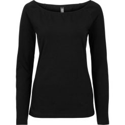 Shirt bonprix czarny. Czarne koszulki damskie bonprix, bez wzorów, bez kołnierzyka, z długim rękawem. Za 29,99 zł.