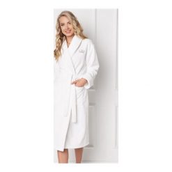 Szlafrok Kate White. Białe szlafroki damskie Aruelle, bez wzorów, bez rękawów, bez kaptura. Za 164,90 zł.