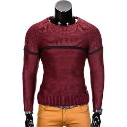SWETER MĘSKI E97 - BORDOWY. Czerwone swetry klasyczne męskie marki Inny, s, klasyczne, z klasycznym kołnierzykiem. Za 39,99 zł.
