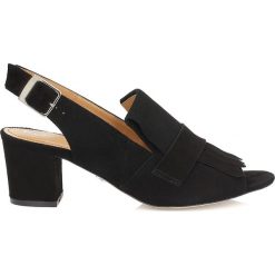 Sandały damskie: Czarne sandały peep toe