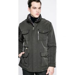 Trussardi Jeans - Kurtka. Żółte płaszcze męskie Trussardi Jeans, s, bez wzorów, z poliesteru, długie, z kapturem. W wyprzedaży za 599,90 zł.