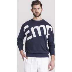 SWETER Emporio Armani. Niebieskie swetry męskie xl, z bawełny, z okrągłym kołnierzem. Za 425,00 zł.
