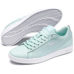 Puma Smash Wns v2 L Fair Aqua White 37. Białe buty sportowe damskie Puma, bez wzorów, ze skóry, eleganckie, tenisowe. W wyprzedaży za 235,00 zł.
