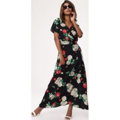 Czarna Sukienka Call In. Czarne sukienki damskie Born2be, s, w kwiaty, bez kołnierzyka, z krótkim rękawem, krótkie, mini, kopertowe. Za 89,99 zł.