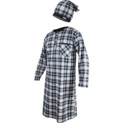 Męska koszula nocna ze szlafmycą ORNETTE Dark Blue. Niebieskie szlafroki męskie marki Cornette, m, bez wzorów, z dzianiny, bez kołnierzyka, bez rękawów. Za 92,99 zł.