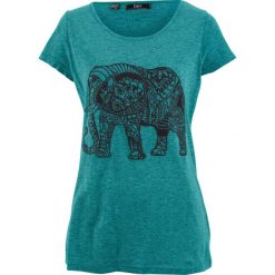 Shirt, krótki rękaw bonprix kobaltowy turkusowy z nadrukiem. Niebieskie koszulki damskie bonprix, z nadrukiem, bez kołnierzyka, z krótkim rękawem. Za 37,99 zł.