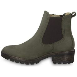 Tamaris Damskie botki 1-1-26420-31-722 Olive (rozmiar 40). Zielone botki damskie Tamaris, z zamszu, bez obcasa, bez zapięcia. W wyprzedaży za 265,00 zł.