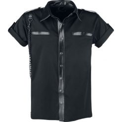 Gothicana by EMP Black Tie White Noise Workershirt czarny. Czarne koszule męskie marki Gothicana by EMP, xl, z aplikacjami, z koszulowym kołnierzykiem, z krótkim rękawem. Za 184,90 zł.