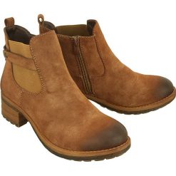 RIEKER 96864-24 brown, botki damskie. Brązowe botki damskie Rieker, z gumy, bez obcasa, na zamek. W wyprzedaży za 229,50 zł.