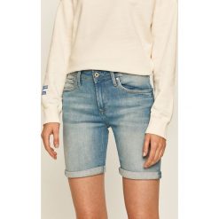 Pepe Jeans - Szorty jeansowe Poppy. Niebieskie szorty damskie Pepe Jeans, bez wzorów, z elastanu, casualowe. Za 259,90 zł.