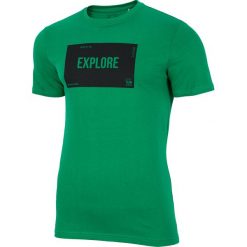 T-shirt męski TSM009 - zielony. Zielone t-shirty męskie marki 4f, m, bez wzorów, bez kołnierzyka. Za 49,99 zł.