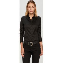 Hugo - Koszula. Czarne bluzki damskie HUGO, na co dzień, bez wzorów, z elastanu, eleganckie, z klasycznym kołnierzykiem, z długim rękawem. Za 399,90 zł.