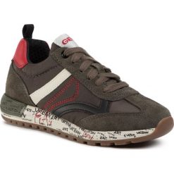 Sneakersy GEOX - J Alben B. A J929EA 0FU22 C3288 S Forest/Dk Red. Zielone trampki chłopięce Geox, bez wzorów, ze skóry, na sznurówki. W wyprzedaży za 219,00 zł.
