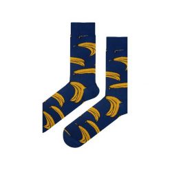 Niebieskie skarpety w banany. Niebieskie skarpetki męskie Em men's accessories, z bawełny. Za 29,99 zł.