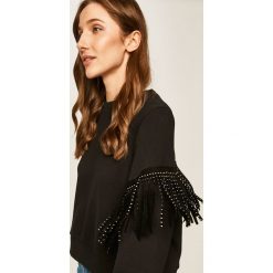 Answear - Bluza. Czarne bluzy damskie ANSWEAR, s, z aplikacjami, z bawełny, bez rękawów, bez kaptura. W wyprzedaży za 99,90 zł.