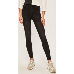 Answear - Jeansy. Czarne jeansy damskie ANSWEAR, s, z podwyższonym stanem. W wyprzedaży za 89,90 zł.
