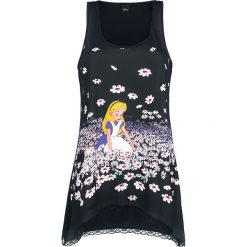 Alicja w Krainie Czarów Lace Flowers Top damski czarny. Czarne topy damskie Alicja w Krainie Czarów, xl, z nadrukiem, z koronki. Za 79,90 zł.
