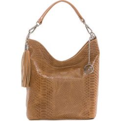 Shopper bag damskie: Skórzana torebka w kolorze jasnobrązowym – 26 x 28 x 12 cm