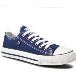 Trampki BIG STAR - T274021 Navy. Niebieskie półbuty damskie marki BIG STAR, na co dzień, bez wzorów, z gumy, retro, bez obcasa, na płaskiej podeszwie, bez zapięcia. Za 89,00 zł.