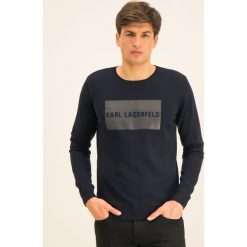 Sweter KARL LAGERFELD Knit 655027 592305. Niebieskie swetry męskie KARL LAGERFELD, xxl, bez wzorów, klasyczne, z klasycznym kołnierzykiem, bez kaptura. W wyprzedaży za 339,00 zł.