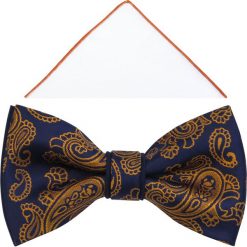 Granatowa mucha w pomarańczowy paisley A311. Pomarańczowe muszki męskie Modini Moda Męska, na co dzień, bez wzorów, z tkaniny, eleganckie. W wyprzedaży za 49,50 zł.