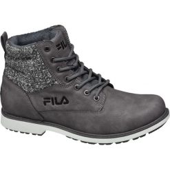 Kozaki męskie Fila popielate. Szare botki męskie Fila, z materiału, na sznurówki. Za 199,90 zł.