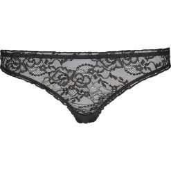 Stringi "Seduction" w kolorze czarnym. Czarne stringi damskie Lascana & Co., w koronkowe wzory, z bawełny. W wyprzedaży za 34,95 zł.