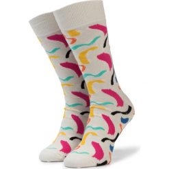 Skarpety Wysokie Unisex HAPPY SOCKS - BRU01-1000 Beżowy Kolorowy. Brązowe skarpetki damskie Happy Socks, bez wzorów, z elastanu. Za 34,90 zł.