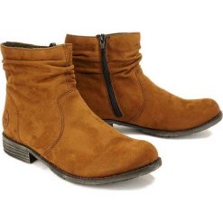 RIEKER 74760-24 brown, botki damskie. Brązowe botki damskie Rieker, bez obcasa, na zamek. Za 279,90 zł.